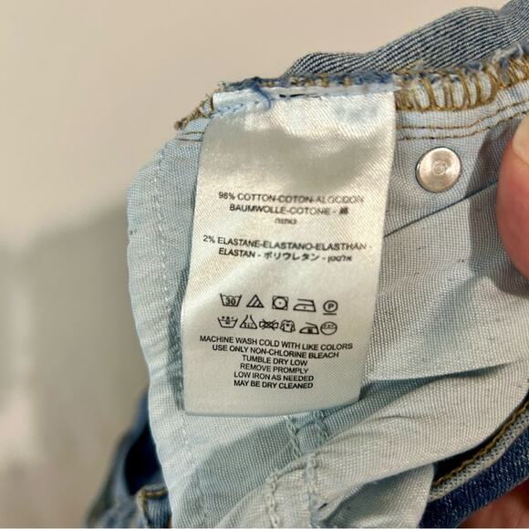 Free People Women’s Distressed Raw Hem Skinny Ankle Jeans Blue Size 27 FLAW - Picture 5 of 9